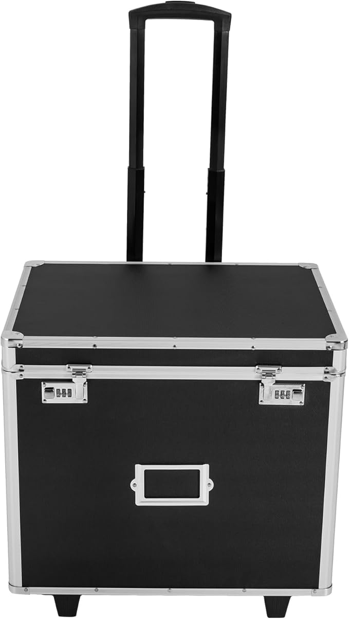 Rolling File Box Document Box with Lock Wheels Multi-Layer Water-Resistant Large Portable Home Filing Cabinet for Hanging Fol