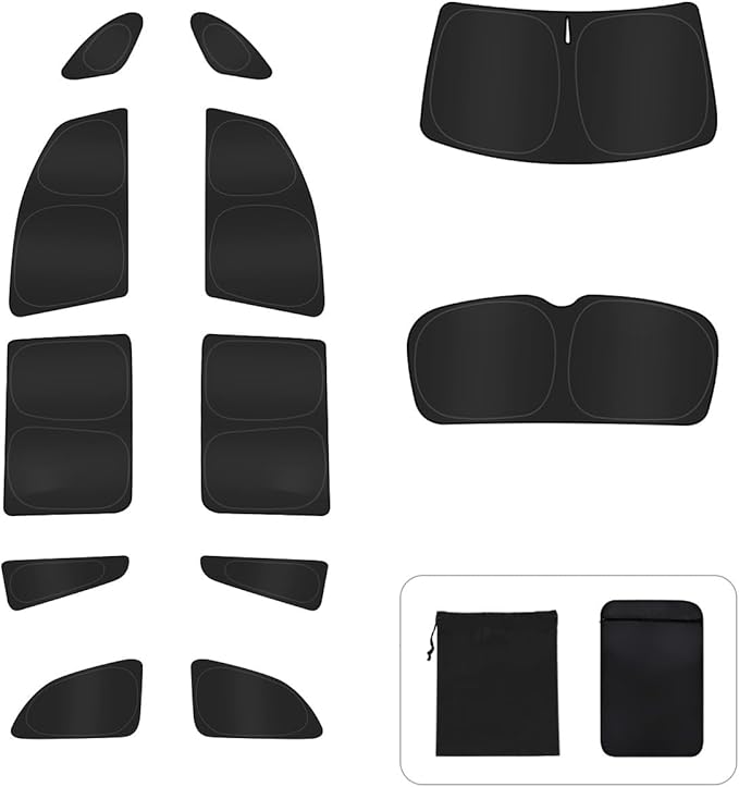 12PCS Window Shades for Honda Pilot 2016-2022 Accessories – Full Coverage Sun Shade for Side Windows, Rear Triangular & Windshield – UV Protection & Privacy for Camping, Napping, Relaxing