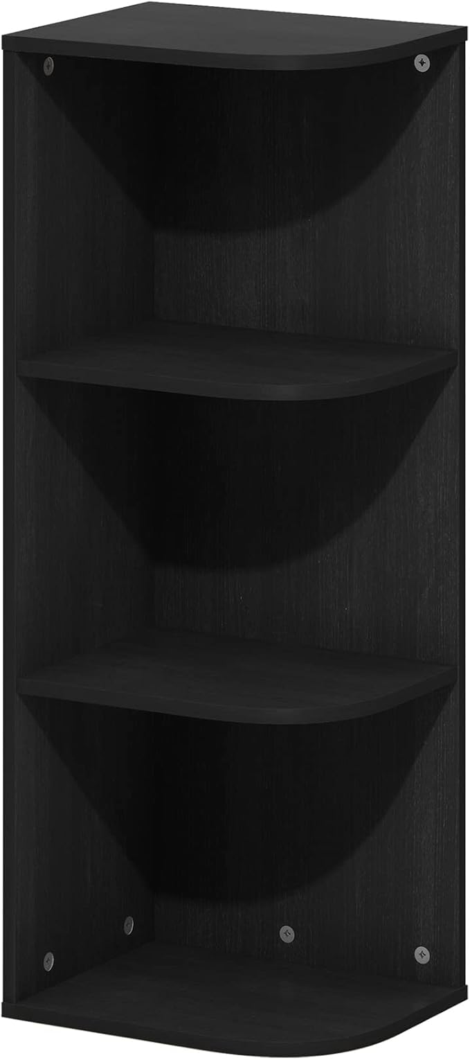 Furinno PASIR Book Shelf, 3-Tier Corner Bookshelf with Open Shelf, Standing Bookcase, 9.3 x 12 x 31.5 for Organization and St