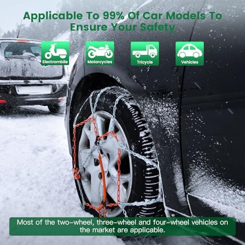 SCITOO Snow Chains For Car,2 Pack Emergency Anti Slip Tire Chain Width 265/70-16,265/75-16,265/65-17,275/65-17,265/60-18,265/