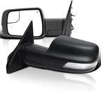 Spec-D Tuning Black Power Fold Heated + LED Signal + Blind Spot Side Mirrors Compatible with 2019-2024 Dodge Ram 1500, Left + Right Pair