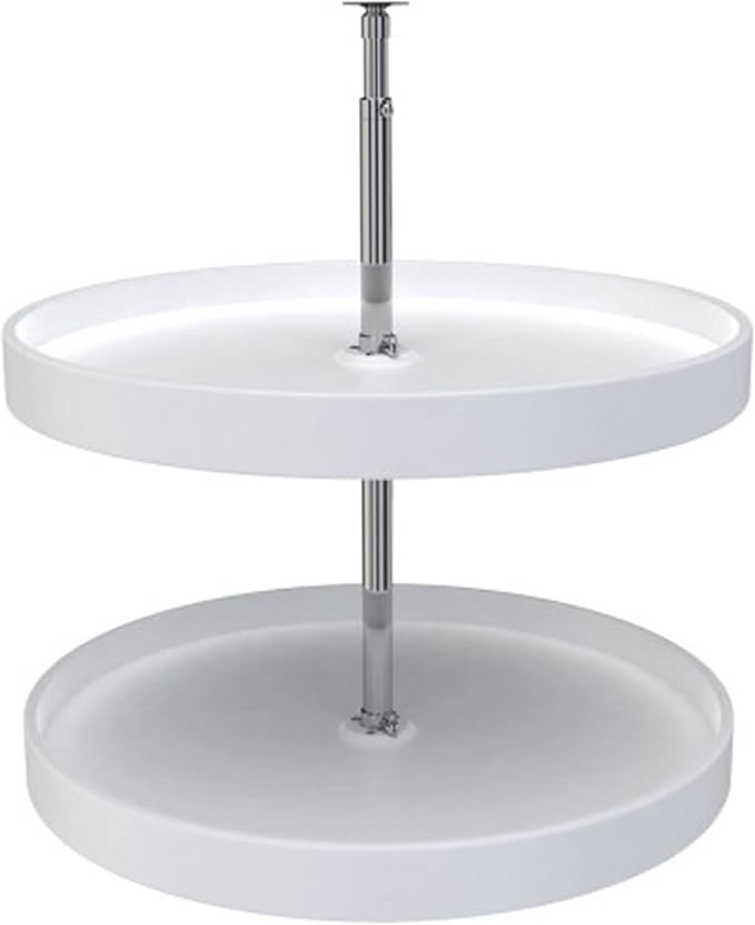 Rev-A-Shelf 24" Dual Full Circle Lazy Susan Organizer for Upper Corner Kitchen Cabinets, Plastic Home Storage 2 Tier Shelves,