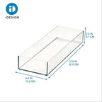 iDesign Plastic Makeup Drawer Organizer Tray - Vanity Organizer or Desk Drawer Organizer - Clear/Matte White