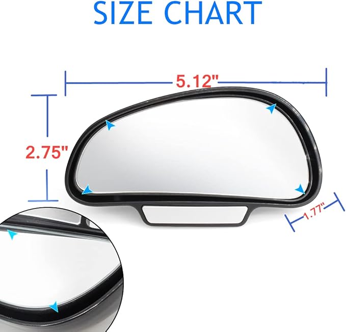 Car Blind Spot Mirrors(5.12 * 2.75in), Adjustable Auxiliary Universal Wide Angle Mirror for Universal Car SUV Mirrors Strong Adhesive HD Glass Mirror Frame Thickness Less than 5MM (L+R)