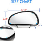 Car Blind Spot Mirrors(5.12 * 2.75in), Adjustable Auxiliary Universal Wide Angle Mirror for Universal Car SUV Mirrors Strong Adhesive HD Glass Mirror Frame Thickness Less than 5MM (L+R)