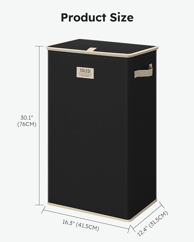 SOLEDI Laundry Hamper with Lid 100L Large & Tall Collapsible Laundry Basket, Clothes Hamper with Bag Removable Easy to Carry,