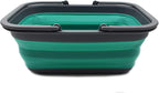 SAMMART SAMMART 9.2L (2.37Gallon) Collapsible Tub with Handle - Portable Outdoor Picnic Basket/Crater - Foldable Shopping Bag - Space Saving Storage Container (1, Turquoise Blue)
