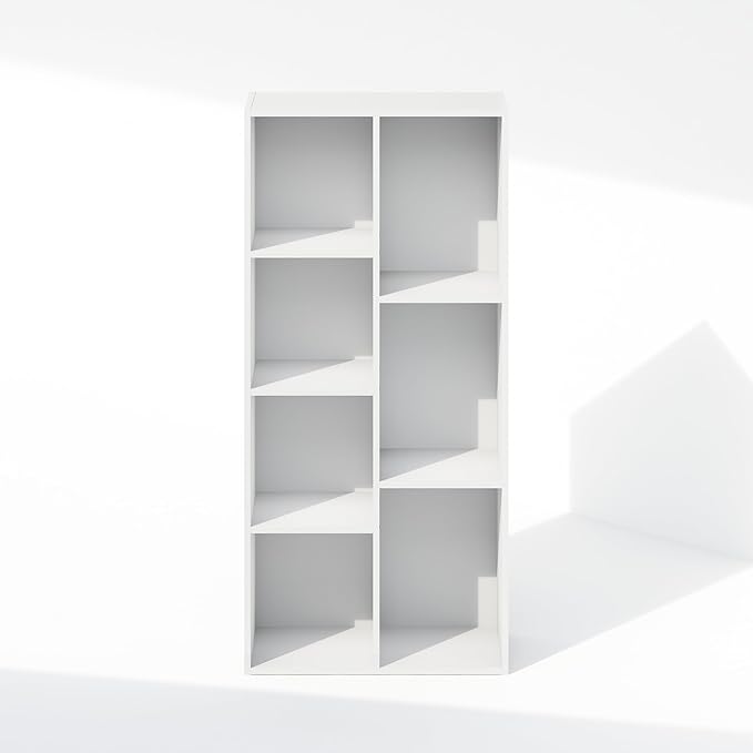 Furinno Reed Closet Organizers and Storage, 7-Cube Closet Organizer, Open Shelf Closet Storage, for Wardrobe, Bedroom, Living