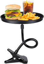 povtii Car Adjustable Food Tray, 360 Swivel Car Food Tray, 8.7 Inch Diameter, Non-Slip Clip Type Snack Tray, Black