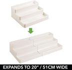 mDesign Plastic Expandable 3-Tier Shelf Rack Organizer - Storage for Bathroom Vanity, Cabinet, Cupboard, Drawer - Holds Medic