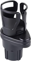 360° Rotating Car Cup Holder, Adjustable Dual Drink Holder, 3.35 inch Base Width, Black