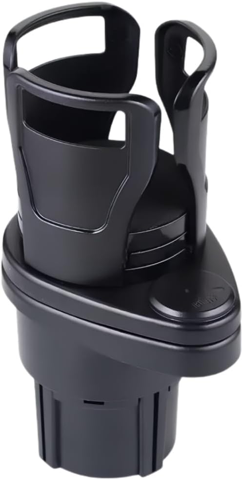 360° Rotating Car Cup Holder, Adjustable Dual Drink Holder, 3.35 inch Base Width, Black