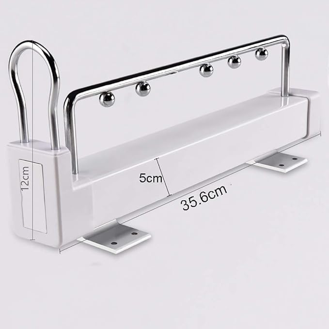 Pull Out Clothes Rail,Extendable Clothes Hanger Rail,Organizer Rack for Depth 14In/18In Wardrobe-White,35.6cm/14inch