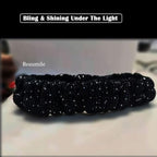 Bling Rearview Mirror Accessories Elastic Plush Car Rear View Mirror Cover for Women Bling Car Accessories Universal Fit Black