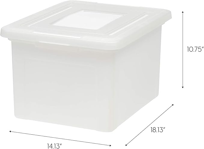 IRIS USA File Box, Plastic File Organizer with Lids for Letter/Legal File, Portable Document Box For Moving, Storage Bin with