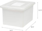 IRIS USA File Box, Plastic File Organizer with Lids for Letter/Legal File, Portable Document Box For Moving, Storage Bin with