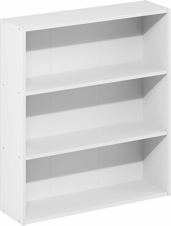 Furinno Basic Book Shelf, 3-Tier Bookshelf, Cube Storage Organizer Bookcase with Open Shelf, 7 x 24 x 26, for Living Room, Be