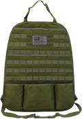 Car Seat Back Organizer - Upgraded Tactical Molle Vehicle Panel Universal Fit SUV Car Seat Cover Protector with Extra USA Flag Patch (Army Green)