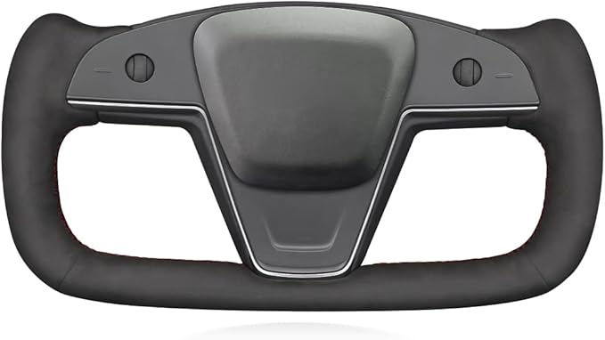 MEWANT Steering Wheel Cover for Yoke Style Steering Wheel for Tesla Model S 2021-2023 / Model X 2021-2023 Hand-Stitched Steering Wrap