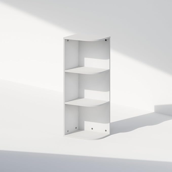Furinno Reed Corner Shelf, 3-Tier Corner Bookshelf, Book Shelf, Corner Shelves, Storage Rack, for Organization and Storage, H