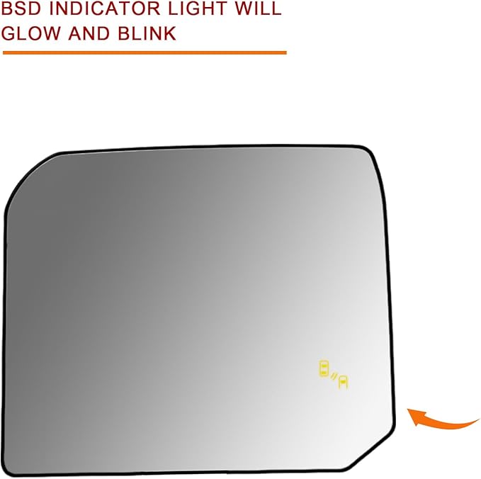 Blind Spot Detection Passenger Side Mirror Replacement for Toyota Tundra 2022-2023, Right Upper Exterior Side Rearview Mirrors Glass, with Backing Plate, Power Heated