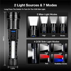 Rechargeable Flashlight 980,000L High Lumens 2 Pack, Led Tactical Flash Light, Super Bright Flashlights with 7 Modes, USB C C