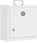 KYODOLED Locking Medicine Cabinet, Medication Lock Box with Key, Wall Mount Medical Cabinet for Safe Medication Storage, 10 *