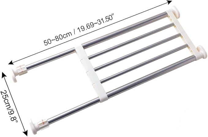 Hershii Expandable Closet Tension Shelf Rod Adjustable Storage Rack Heavy Duty DIY Organizer Divider for Wardrobe Cupboard Ki