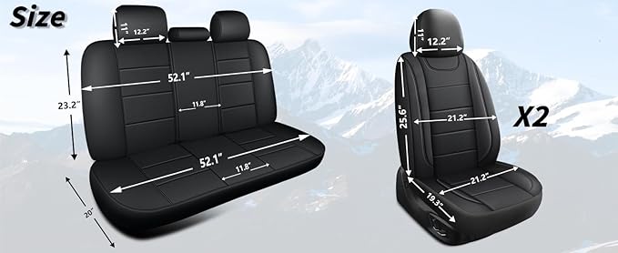Car Seat Covers, Quilting Leather Seat Covers Full Set, Waterproof Faux Leather Automotive Seat Covers for Cars, Universal Ca