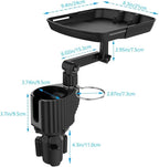 4-in-1 Car Cup Holder Expander Tray,Detachable Car Food Tray Retractable with Dual Cup Holder, Phone Holder, 360°Rotation Adjustable Base, Road Trip Essentials Car Accessories (A01)