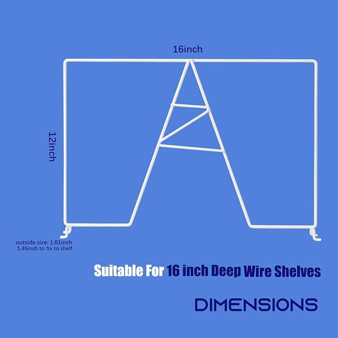 Wire Shelf Dividers - White Closet Organization & Storage Organizer - No Tool Shelf Divider for Wire Shelves - Metal Shelf Ac