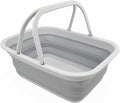 SAMMART SAMMART 9.2L (2.37Gallon) Collapsible Tub with Handle - Portable Outdoor Picnic Basket/Crater - Foldable Shopping Bag - Space Saving Storage Container (1, Grey)