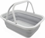 SAMMART SAMMART 9.2L (2.37Gallon) Collapsible Tub with Handle - Portable Outdoor Picnic Basket/Crater - Foldable Shopping Bag - Space Saving Storage Container (1, Grey)