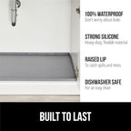 GORILLA GRIP Waterproof Silicone Under Sink Mat with Raised Lip for Kitchen and Bathroom, Cabinet Shelf Liner Stay in Place M