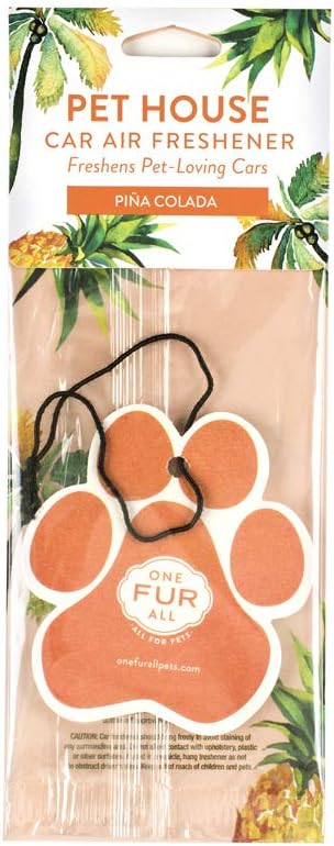 One Fur All Pet-Friendly Car Air Freshener - Pina Colada Pack of 4 - Non-Toxic, Long-Lasting Odor Eliminating Air Freshener f