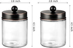 Amolliar 4Pc Apothecary Jars Bathroom Vanity Storage Organizer-Countertop Canister & Stainless Steel Lids &Cute Stickers -Qti