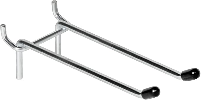10 Pcs Pegboard Hooks, 6 Inch Peg Board Hooks, Pegboard Pegs Accessories with Rubber Tipped, Double Peg Hook Fit 1/4” Hole, H