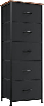 Somdot Tall Dresser for Bedroom with 5 Drawers, Storage Organizer Chest of Drawers with Removable Fabric Bins for Closet Beds