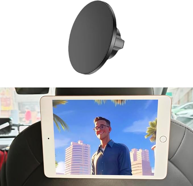 Headrest Tablet Holder for Tesla Model 3/Y Friendly Back Seat Tablet Magnetic Mount, Road Trip Essentials for Kids Pro Air 6-13"，360° Adjustable Travel Rotation Stand Accessories (1 piece magnet)