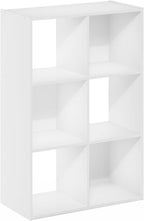 Furinno PELLI Book Shelf, 6 Cube Bookshelf with Open Back & Closed Back Cubes, 3 x 2 Storage Organizer Cabinet, 11.6 x 24.2 x