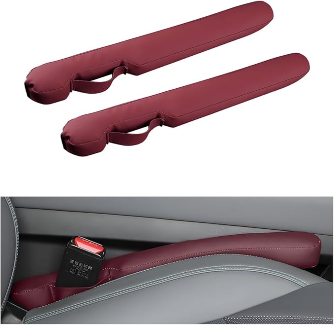 Car Seat Gap Filler, 2PCS Between Vehicle Seats Console Organizer Stop Things from Dropping, Automotive Interior Chair Gap Coverage Fill, Universal for SUV Automobile Truck (Wine Red)