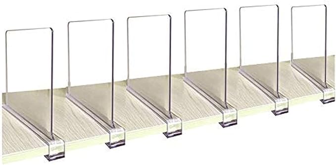 CY craft Acrylic Shelf Divider,Wood Shelf Dividers,Clear Closet Shelf Separators Clothing Organizer Perfect for Bedroom Shelv