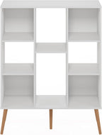 Furinno Claude Mid Century Style Book Shelf, 8-Cube Bookshelf, Cube Storage Organizer Bookcase with Wood Legs, 10.9 x 31.5 x 