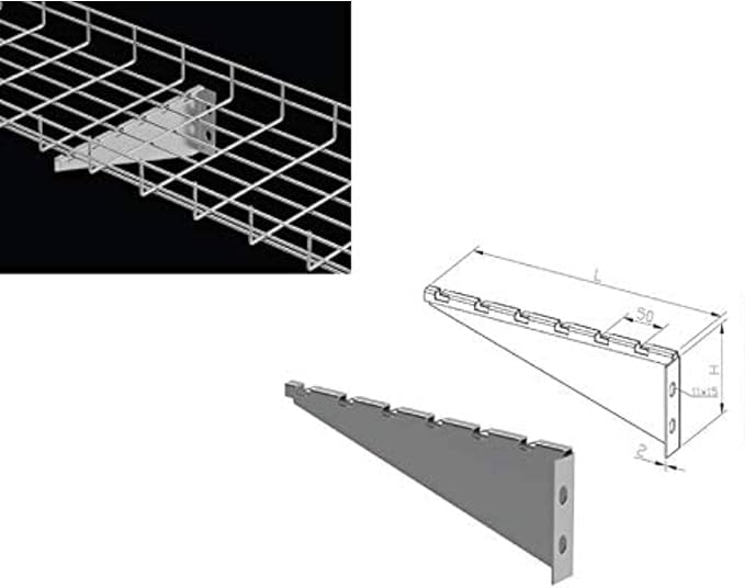 Kable Kontrol V Type Wall Bracket – 12” Width - Wire Mesh Tray Cable Management Rack Cords Organizer Cable Basket, Zinc Plate