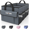 HOTOR Trunk Organizer - Car Organizer with 5 Pockets, Trunk organizer for SUV, Sedan & Van, Car Organization with Sturdy Base Panel for Car Accessories, Grey, 2 Compartments, 21.3"×12.6"×10.6"