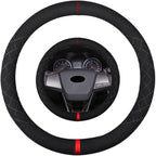 Suede Steering Wheel Cover,Compatible with Hyundai Elantra Tucson Sonata Accent Genesis Santa Veloster SuedeSport Non-Slip Wheel Cover Car Interior Accessories 15 inch for Man and Women
