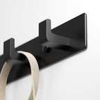 GWAAZXGZ Black Coat Rack Wall Mount - 12.5 inch Modern Metal Hook Rail with 4 Right-Angle Hooks, Drill-Mounted Organizer for 