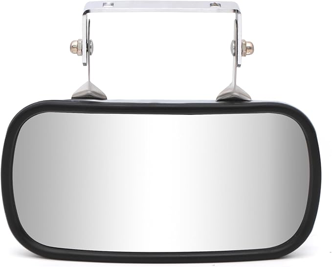 BOOLEE Convex Mirror Stainless Steel Rectangular U-Bracket for Cars Trucks Boats Tractors Forklifts Improves Visibility Rear view and Side Mirror Universal Screw Fixed
