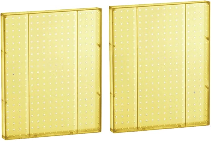 Azar Displays 771620-YEL Plastic Pegboard for Wall Organization - Garage Tool Organizer Wall Mount (Pack of 2) - 1-Sided Dura