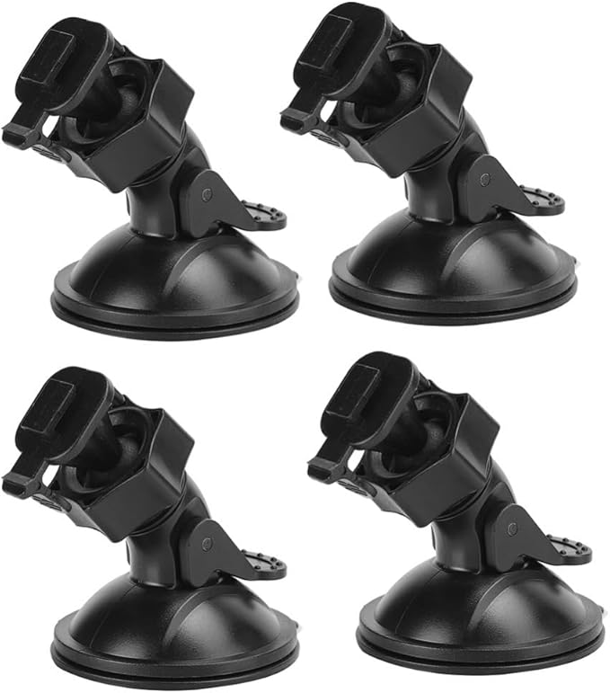 Universal Car Dash Cam Mount - Vacuum Suction Cup Holder with 4 Interchangeable Heads for GPS Navigation and Dashboard Recorder(Buckle w/Card Slot)